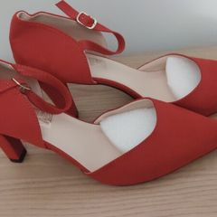 Red suede heels