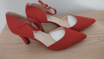Red suede heels