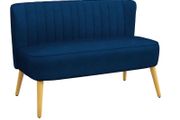 Sofa Retro Design 2-Seater Sofa, Wood Legs, 117 cm x 56.5 cm x 77 cm, Dark Green