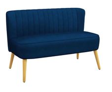 Sofa Retro Design 2-Seater Sofa, Wood Legs, 117 cm x 56.5 cm x 77 cm, Dark Green