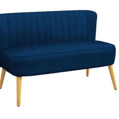 Sofa Retro Design 2-Seater Sofa, Wood Legs, 117 cm x 56.5 cm x 77 cm, Dark Green