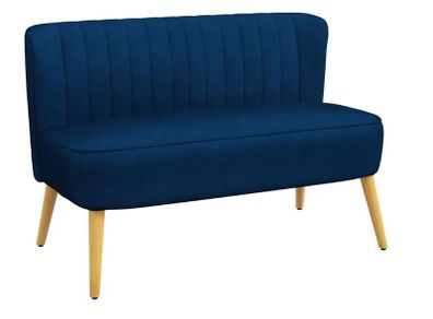 Sofa Retro Design 2-Seater Sofa, Wood Legs, 117 cm x 56.5 cm x 77 cm, Dark Green