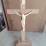 13" Hand Carved Standing Crucifix - Altar or Desktop Cross - PEMA Woodcarvings Image 6