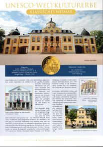Germany. Deutsche Post sheet commemorating Classical Weimar Heritage Site with details in German with stamps commemorating site
