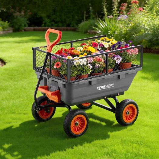 Garden Dump Cart 362kg with Fence