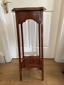 Vintage Solid Oak Plant Stand/Jardiniere Table - Two Tier