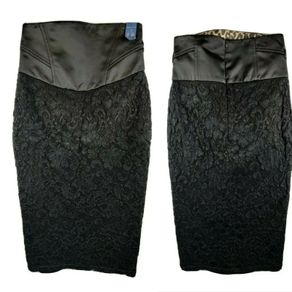 River Island black lace High waist midi skirt size UK8 EU36 Postage included