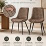 Set of 6 Brown Quilted Upholstered Dining Chairs with Black Steel Legs Image 2