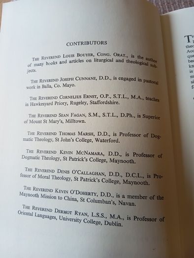 1964 1st Ed Sacraments. Papers of the Maynooth Union Summer School 1963.