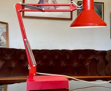 Vintage Amber Red Luxo Italian Architects Counterpoise Table Lamp 1970s