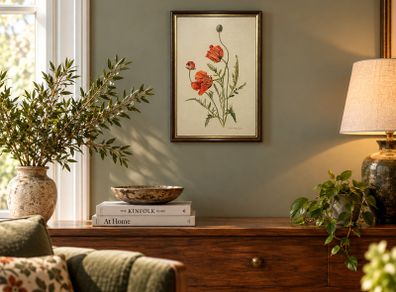 Original Elizabeth A. McEwen Botanical Watercolour - Poppies