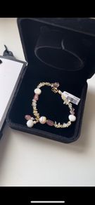 Elegant Freshwater Pearl & Natural Stone Bracelet Gold-Tone Finish