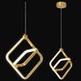 Modern LED Pendant Light Gold Rectangular Ring Light Fixture Height Adjustable Chandelier Suitable for Kitchen Island Bedroom Living Room Foyer(2-Ring) Image 4