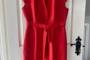 Calvin Klein Red Linen Belted Shirt Dress - Size Medium US 8 / UK10