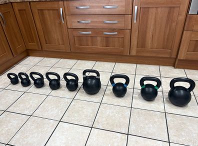 Large 118kg Metal Kettlebell Collection, Cheap!!
