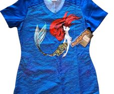 Disney Tooniforms Little Mermaid Medical Scrubs Top