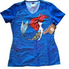 Disney Tooniforms Little Mermaid Medical Scrubs Top