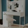 Ikea White MICKE Desk with Shelving Image 2
