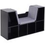 6 Cube Bookcase with Cushioned Seat, Cube Storage Shelf, Bookshelf Organizer for Study, Reading Corner, Black Image 4