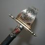 Vintage Miniature Toledo Damascene Sword Letter Opener 1960's Brass and Steel - 9" Image 3