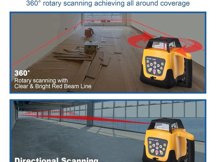 Rotary Laser Level Kit, 360 Degree Automatic Self Leveling Red Beam Horizontal Laser Transit, with Aluminum Tripod & Grade Rod, 500m