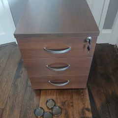 Hunts Office 3-Drawer Mobile Pedestal Filing Cabinet Dark Walnut Lockable