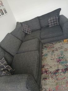 L shaped couch dark grey