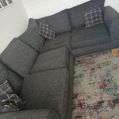 L shaped couch dark grey