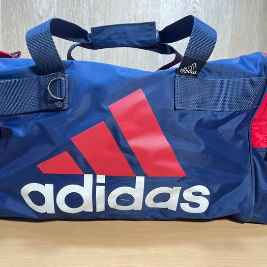 Adidas Duffle Bag - Blue Red Gym Travel Sports - Spell Out - 90s