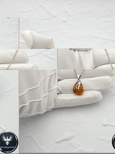 Vintage 925 Sterling Silver & Natural Baltic Amber Necklace