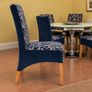 Set of 6 Upholstered Dining Chairs-Navy Blue Floral Design Image 5
