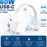For iPhone 17 16 15 60W USB-C Charger Plug and Cable 60W C to C Fast Charging Charger Cable for iPhone 17 Pro Max 16 Pro Max 15 [Super Fast] [Foldable UK Plug] Wall Adapter [AVS DVS PD PPS] (White) Image 5