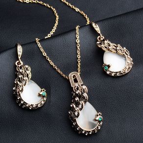 Opal Peacock Jewelry Set