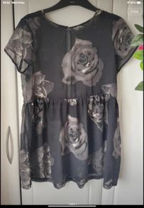 top vero Moda brown floral peplum top size small
