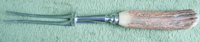 Antique Bone Handle Flatware Serving Meat Fork with Guard