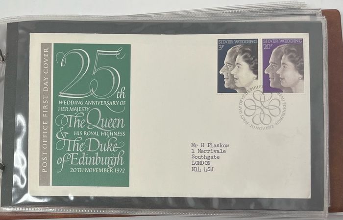 Collection of 38 Stamp First Day Covers, 1872-75 housed in Royal Mail small album with good range and including definitive values plus regionals. 38 images of contents