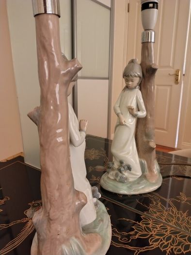 Vintage Nao by Lladro Lamp. Girl with Dog.