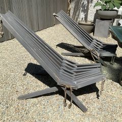 Set of 2 garden wooden folding chairs