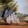 Vintage 50s framed floral pastel painting Image 2