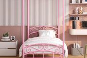 3ft Single Canopy Bed Frame with Ornate European Style Headboard &amp; Footboard