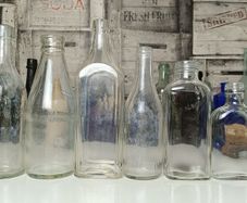 440 - Set of 6 Vintage Clear Glass Collectible Decorative Bottles