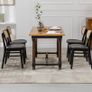 set of 4, wood, kitchen chairs, PU leather upholstered Rattan Image 7