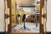 Parcel Gilt and Painted Bevelled Glass Mirror