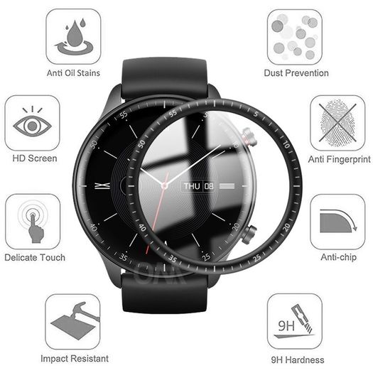 Soft Fibre Glass Protective Film For Xiaomi Huami Amazfit GTR 2 Smart watch Full Curved Cover Screen Protector