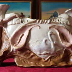 Circa 1897-1906 Collector's Piece Antique  Ernst Wahliss Depose EW Turn Wien Large Porcelain Centerpiece Vase / Jardiniere  Made In Austria