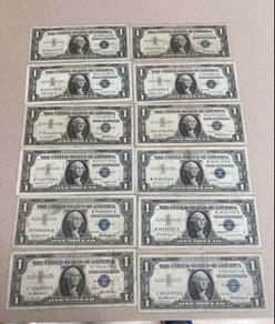 USA 1957 Dollar Silver certificate Banknotes lot of 12