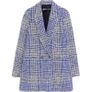 Zara Structured Longline Plaid Tweed Blazer Coat - Blue & Gray Image 2