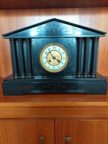 Black Slate/Marble Pillard French Mantle Antique Clock Circa 1800's FIND ANOTHER ONE! Update! (Clock Was Taken Out Of Storage And Is Up And Running Smoothly Now And Keeping Great Time).
