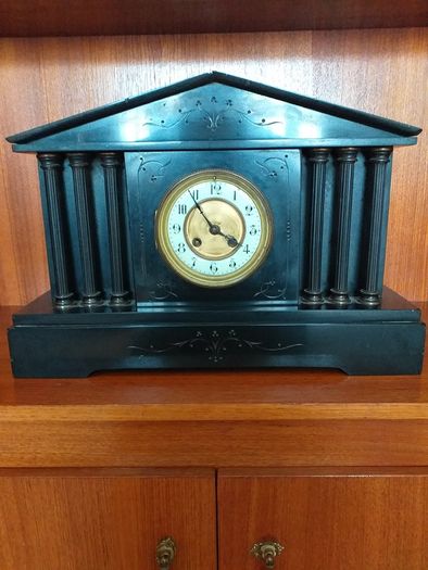 Black Slate/Marble Pillard French Mantle Antique Clock Circa 1800's FIND ANOTHER ONE! Update! (Clock Was Taken Out Of Storage And Is Up And Running Smoothly Now And Keeping Great Time).
