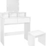 Dressing Table with LED Lighting, Dressing Table with Stool, Mirror, 2 Drawers, 80 x 40 x 140 cm, Image 5
